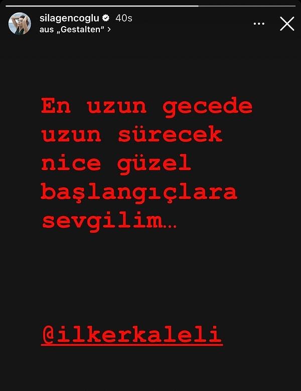 Sıla Gençoğlu da 21 Aralık'ta yayınlanmaya başlayan dizi için sevgilisine anlamlı bir not yazarak paylaşmayı ihmal etmedi.